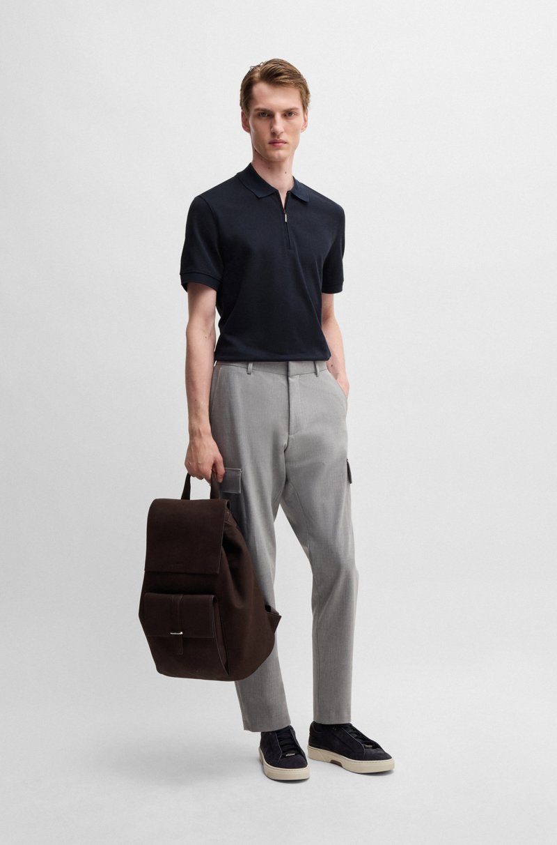 Hugo Boss Polo de algodón y cashmere con cremallera en el cuello Oferta exclusiva