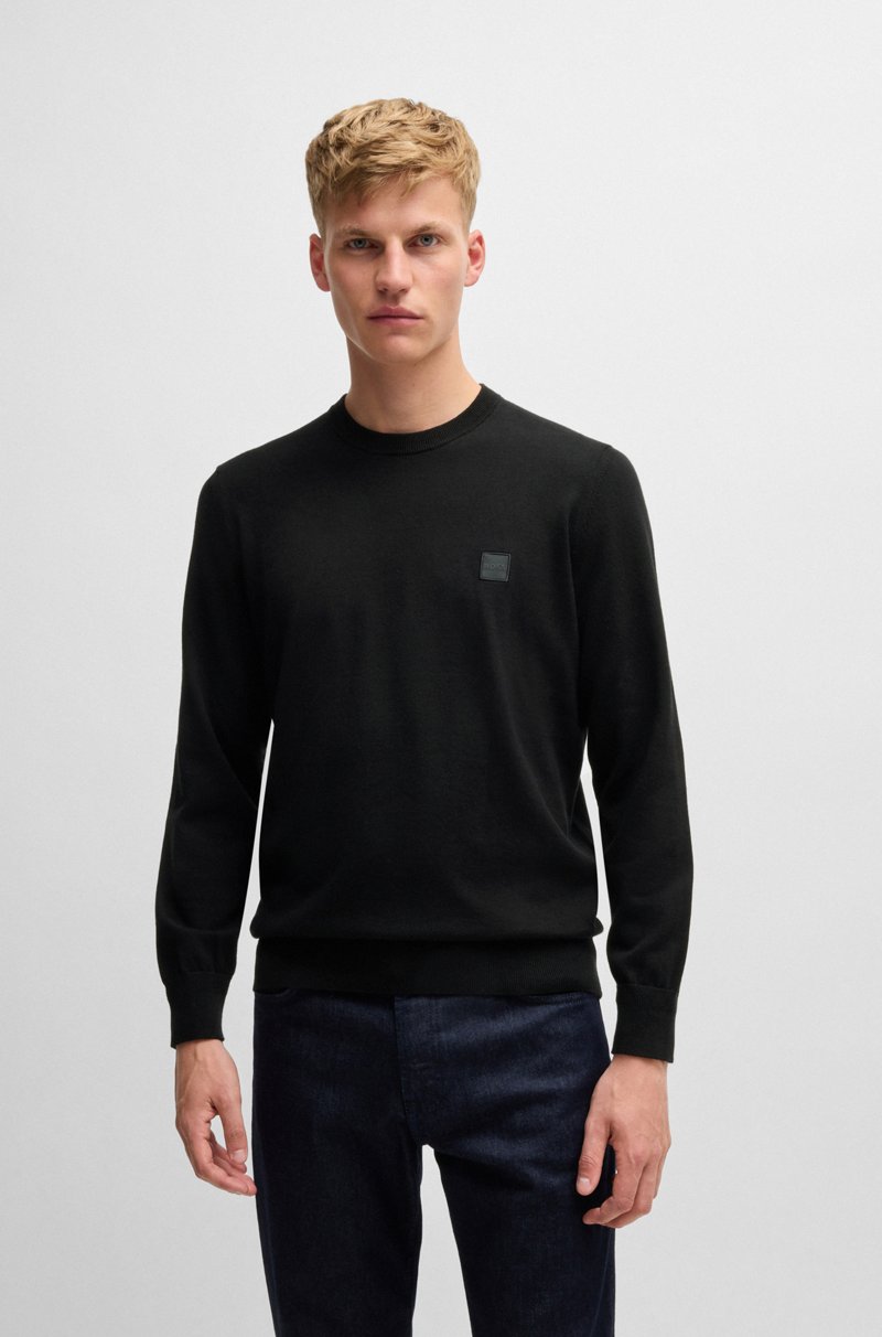 Hugo Boss Jersey regular fit de algodón y cashmere con parche de logo Descuento por venta flash