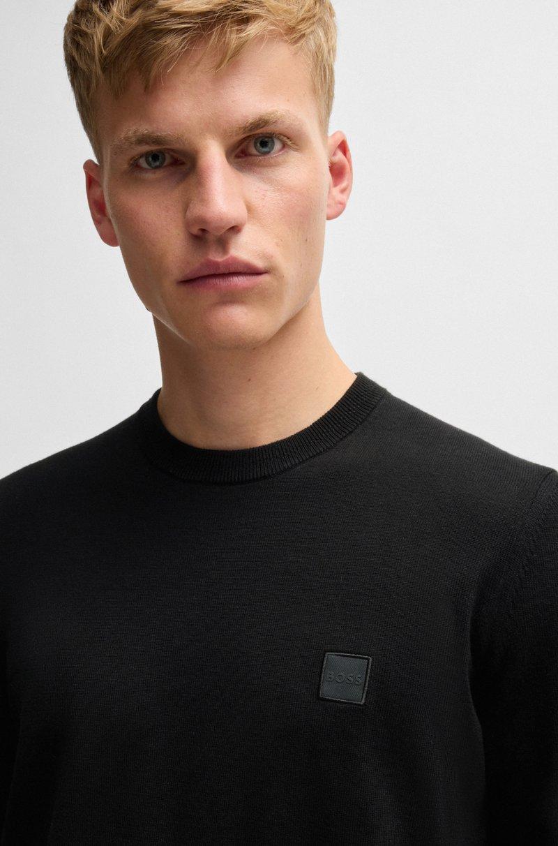 Hugo Boss Jersey regular fit de algodón y cashmere con parche de logo Descuento por venta flash