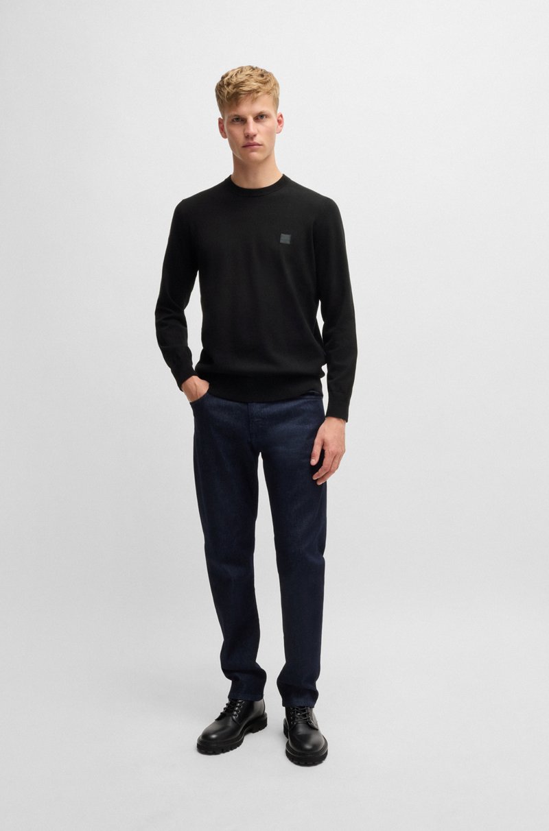 Hugo Boss Jersey regular fit de algodón y cashmere con parche de logo Descuento por venta flash