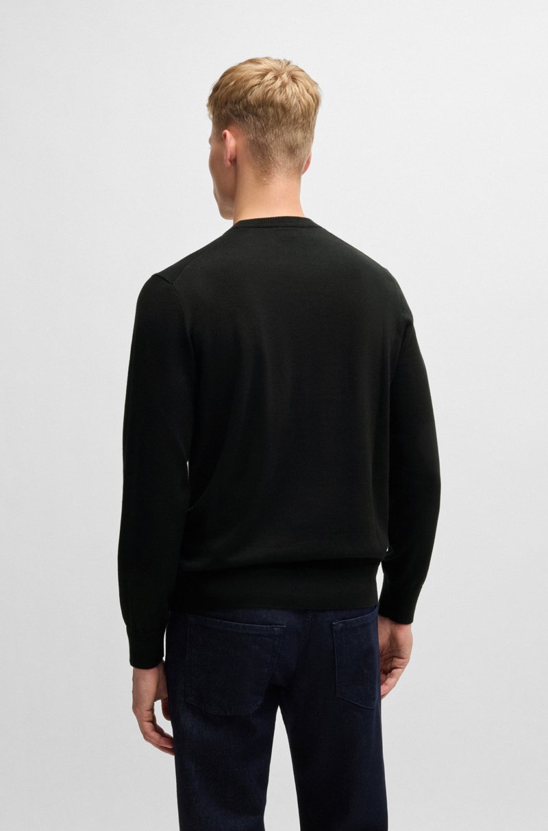Hugo Boss Jersey regular fit de algodón y cashmere con parche de logo Descuento por venta flash
