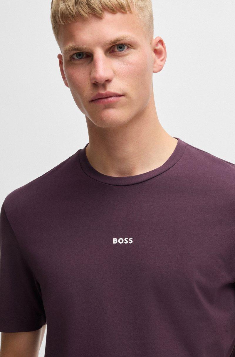 Hugo Boss Camiseta relaxed fit de algodón elástico con logo estampado Ofertas especiales