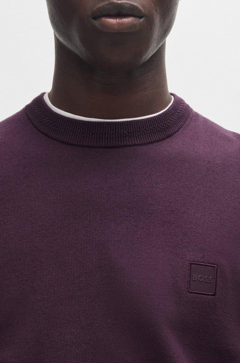Hugo Boss Jersey regular fit de algodón y cashmere con parche de logo Rebajas de fin de temporada