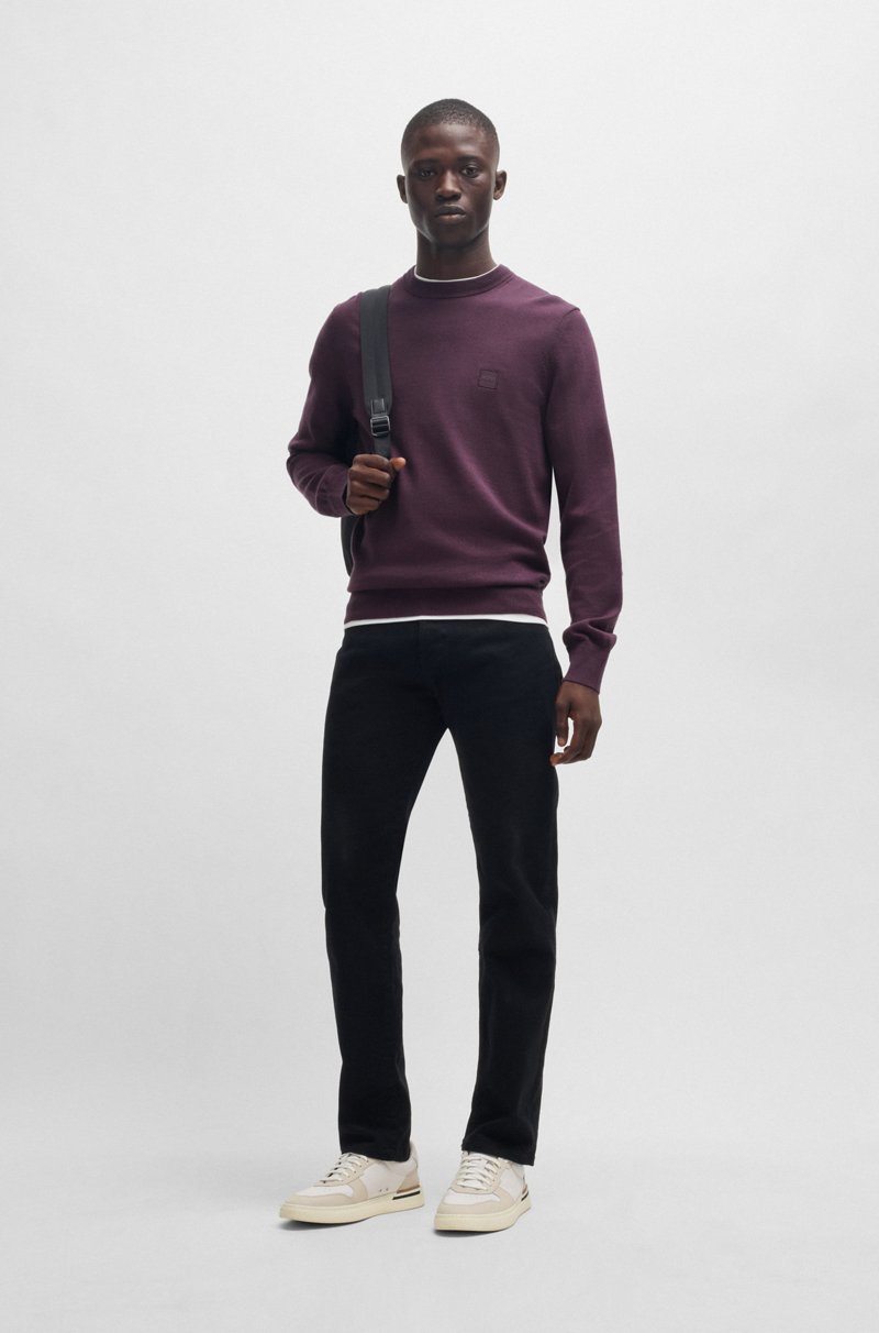 Hugo Boss Jersey regular fit de algodón y cashmere con parche de logo Rebajas de fin de temporada