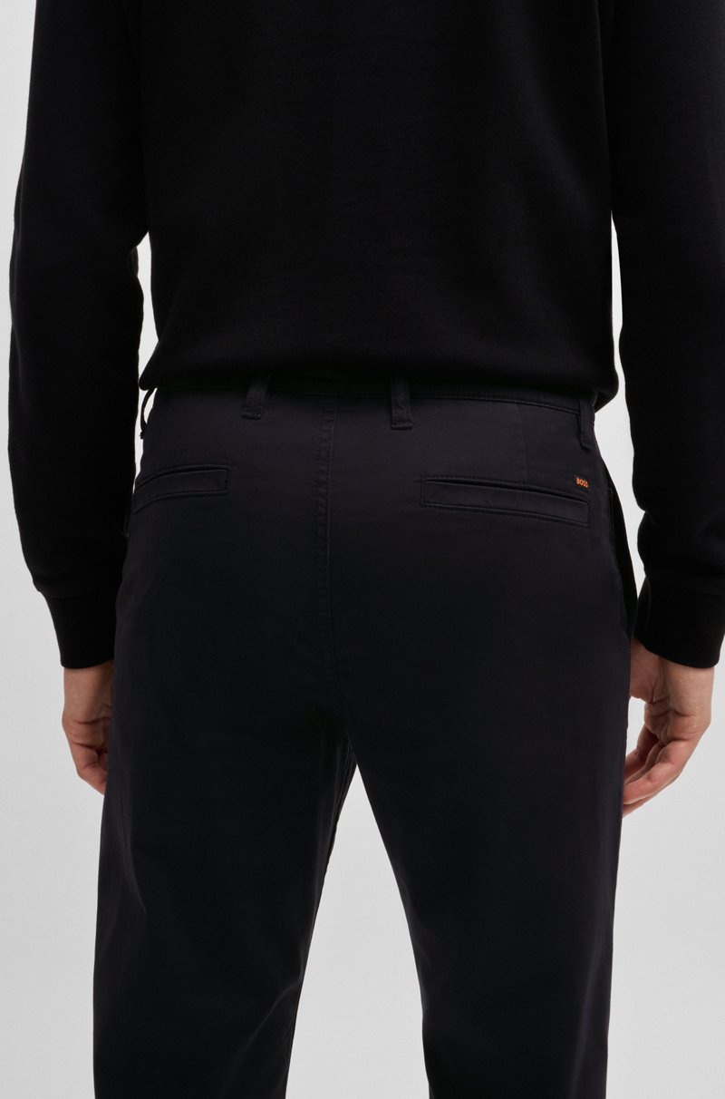 Hugo Boss Chinos tapered fit de raso de algodón elástico Precio ultrabajo