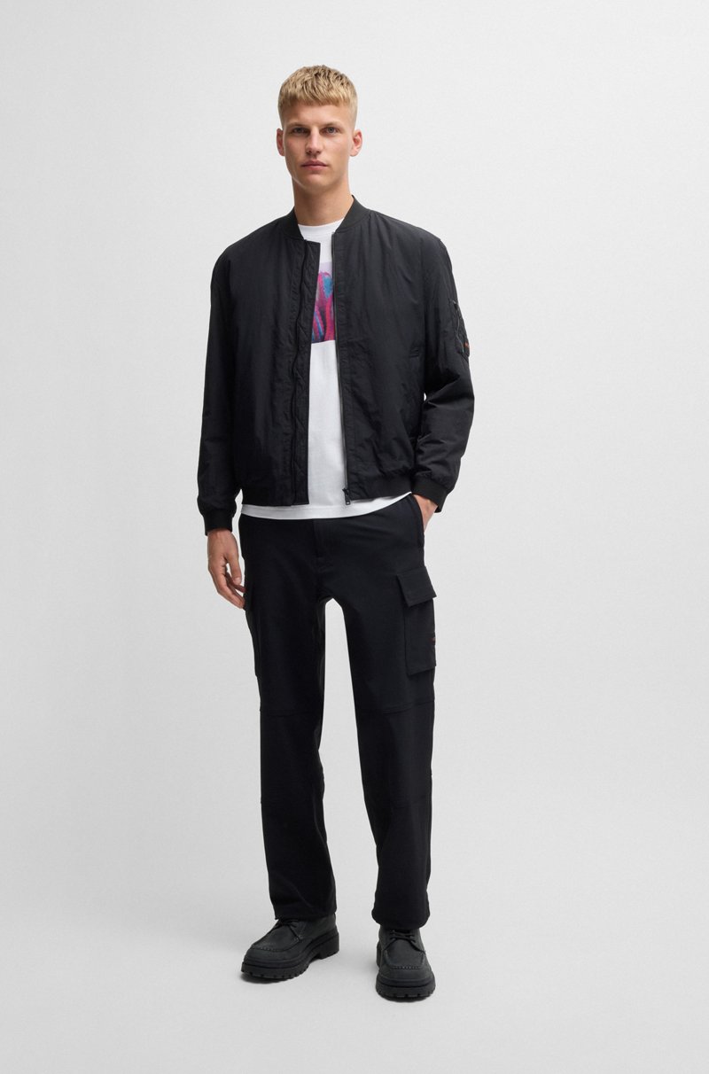 Hugo Boss Camiseta de punto de algodón con gráficos inspirados en los viajes por carretera Devoluciones gratuitas