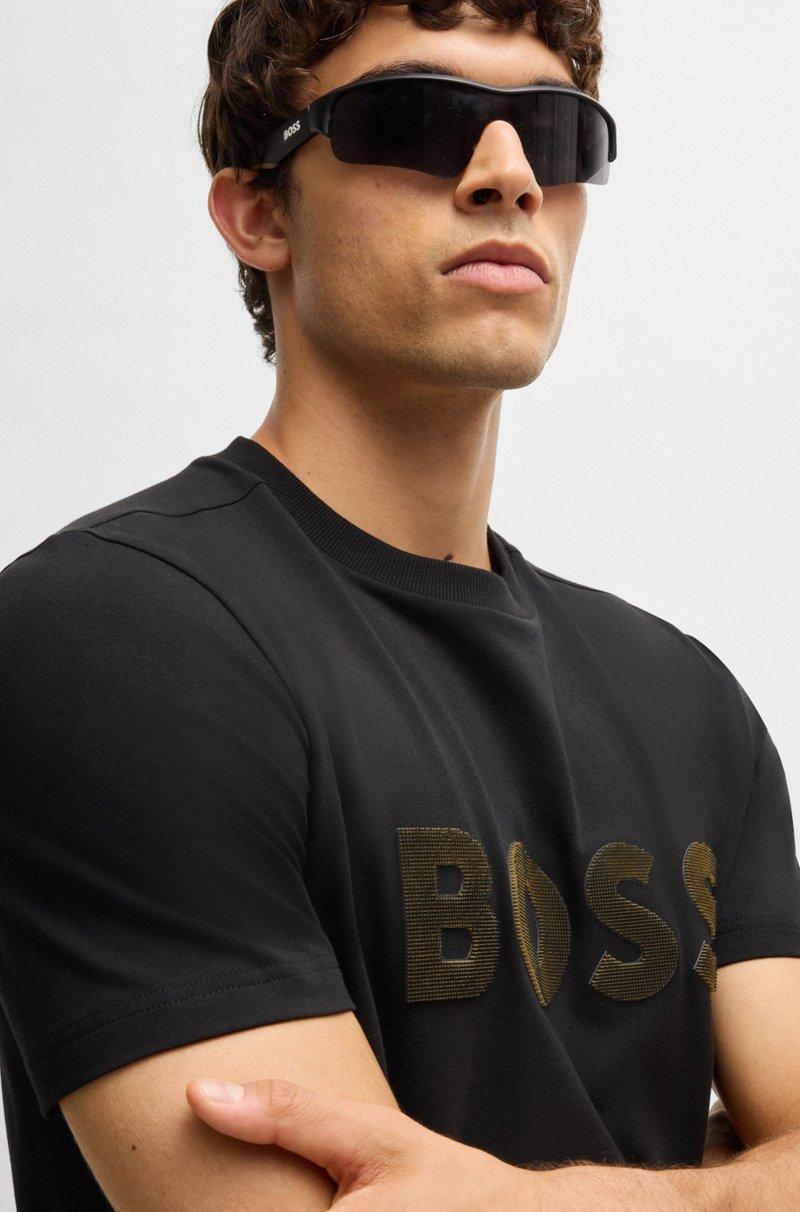 Hugo Boss Camiseta de algodón elástico con logo grande Outlet