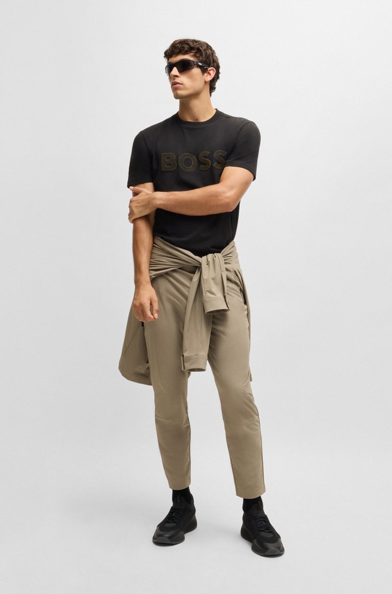 Hugo Boss Camiseta de algodón elástico con logo grande Outlet