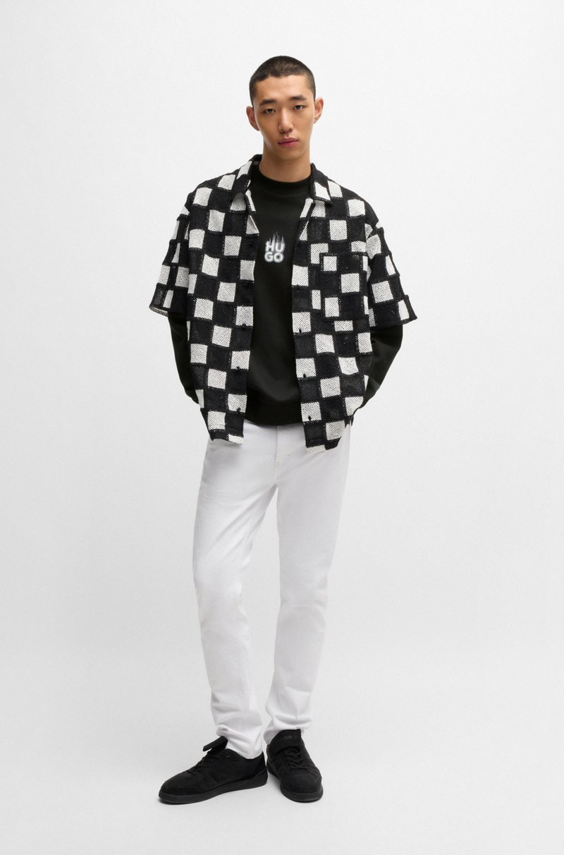 Hugo Boss Sudadera de rizo de algodón con estampado de logos apilados ahumados Rebajas