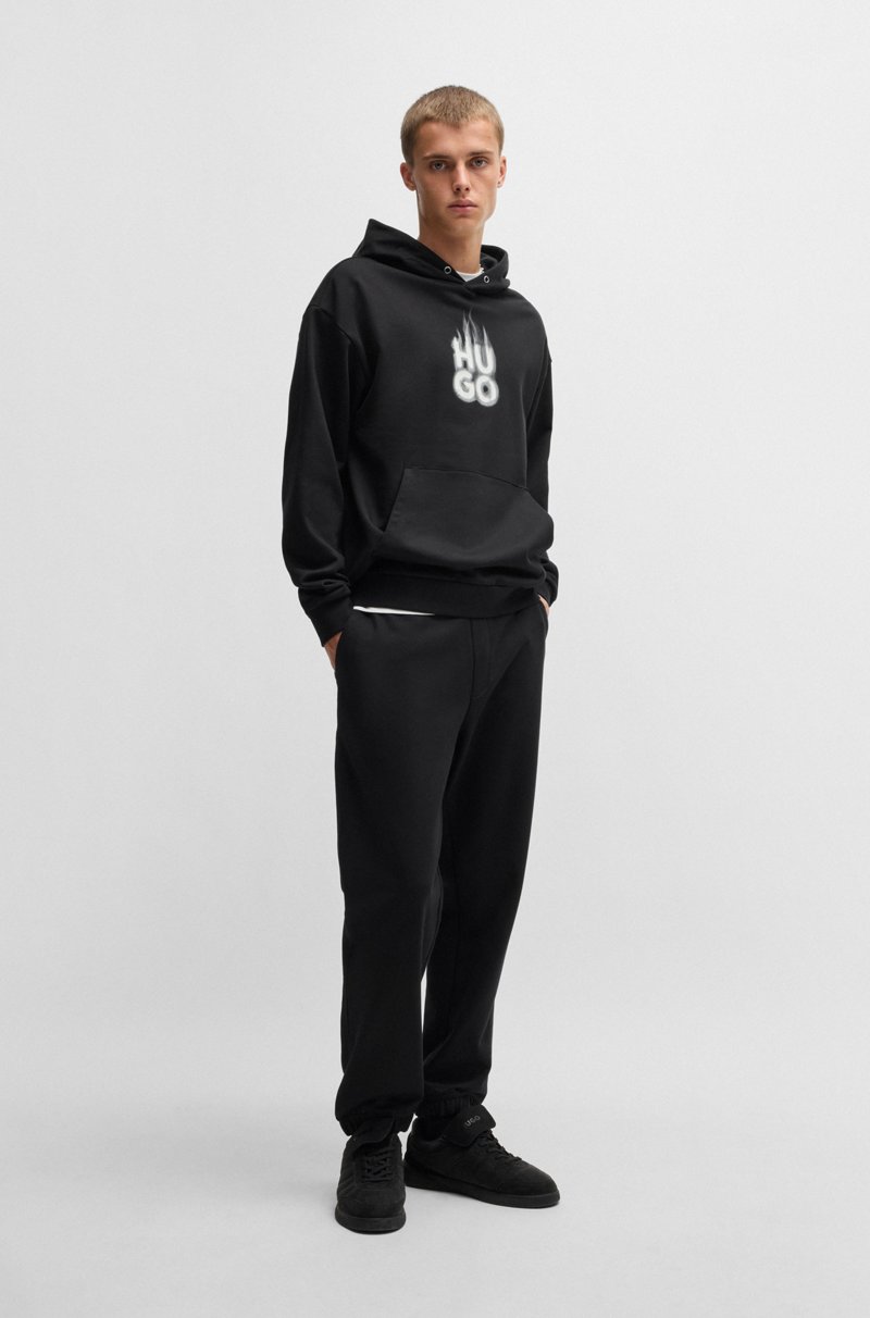 Hugo Boss Pantalones de chándal en felpa de algodón con logo ahumado Ofertas