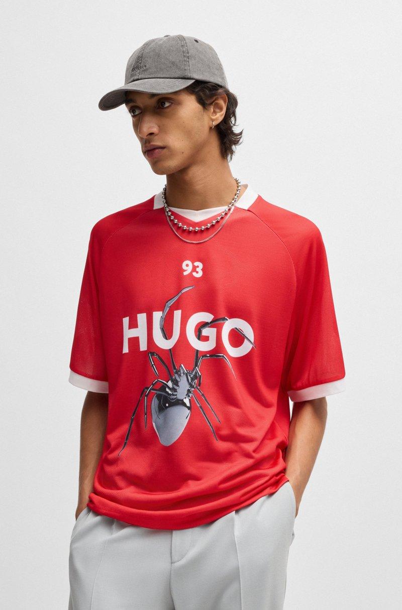 Hugo Boss Camiseta relaxed fit de malla estilo fútbol americano con estampado de temporada Gran oferta