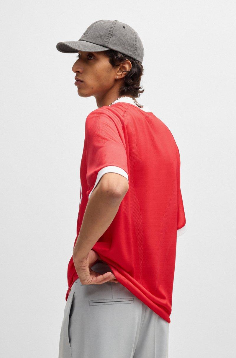 Hugo Boss Camiseta relaxed fit de malla estilo fútbol americano con estampado de temporada Gran oferta