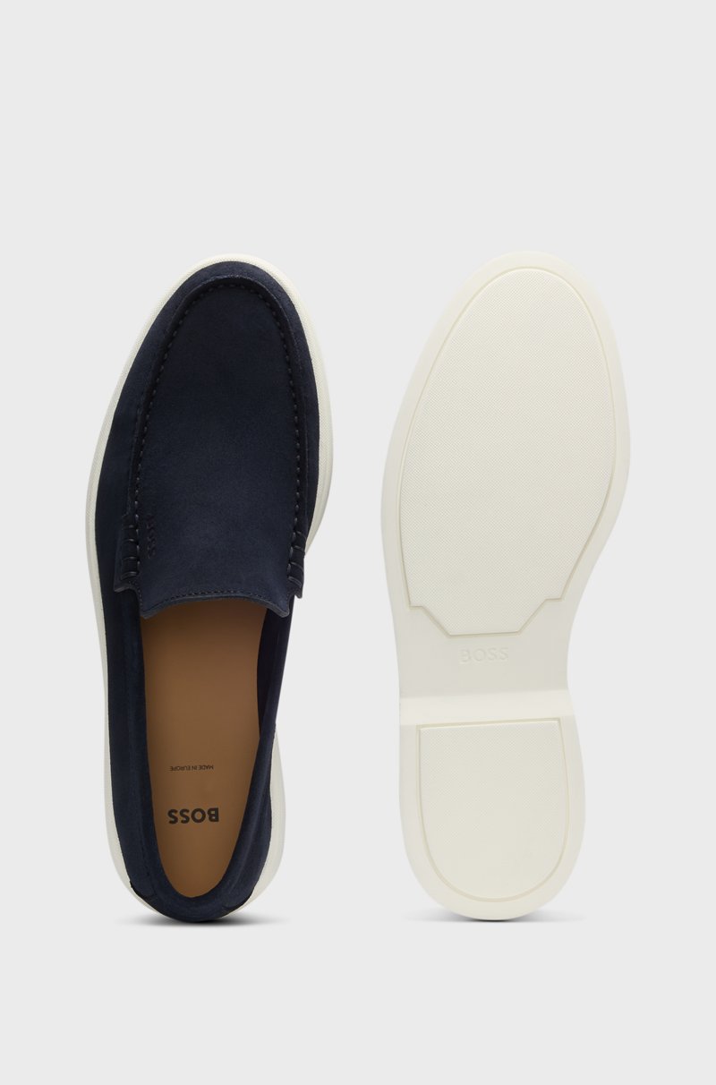 Hugo Boss Mocasines de ante con suela en contraste Rebajas baratas