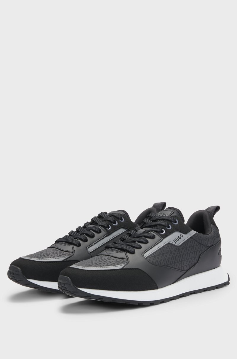 Hugo Boss Deportivas de diferentes materiales con cordones y monogramas en el empeine Tienda
