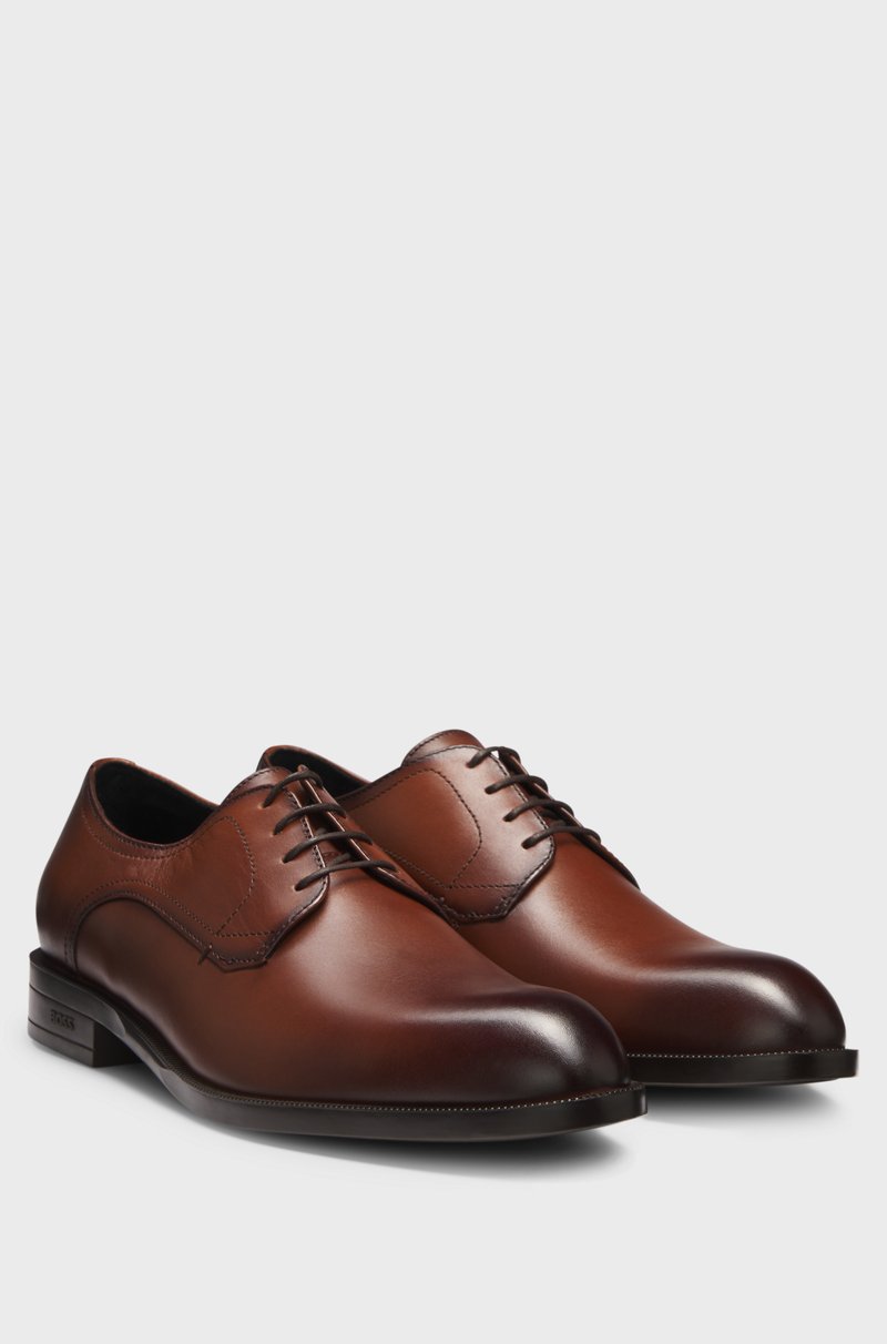 Hugo Boss Zapatos Derby de piel con costuras dobles Mejor oferta