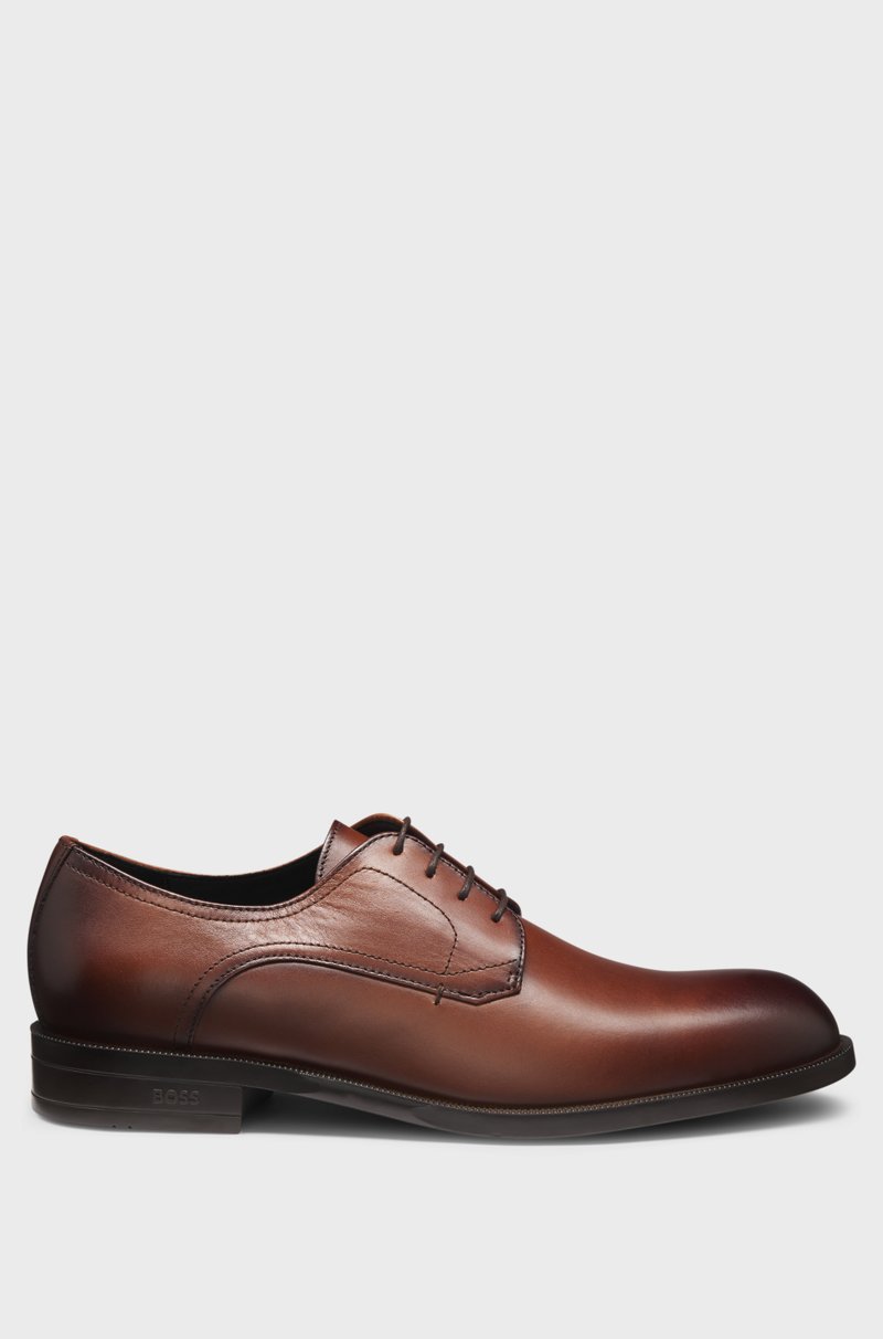 Hugo Boss Zapatos Derby de piel con costuras dobles Mejor oferta