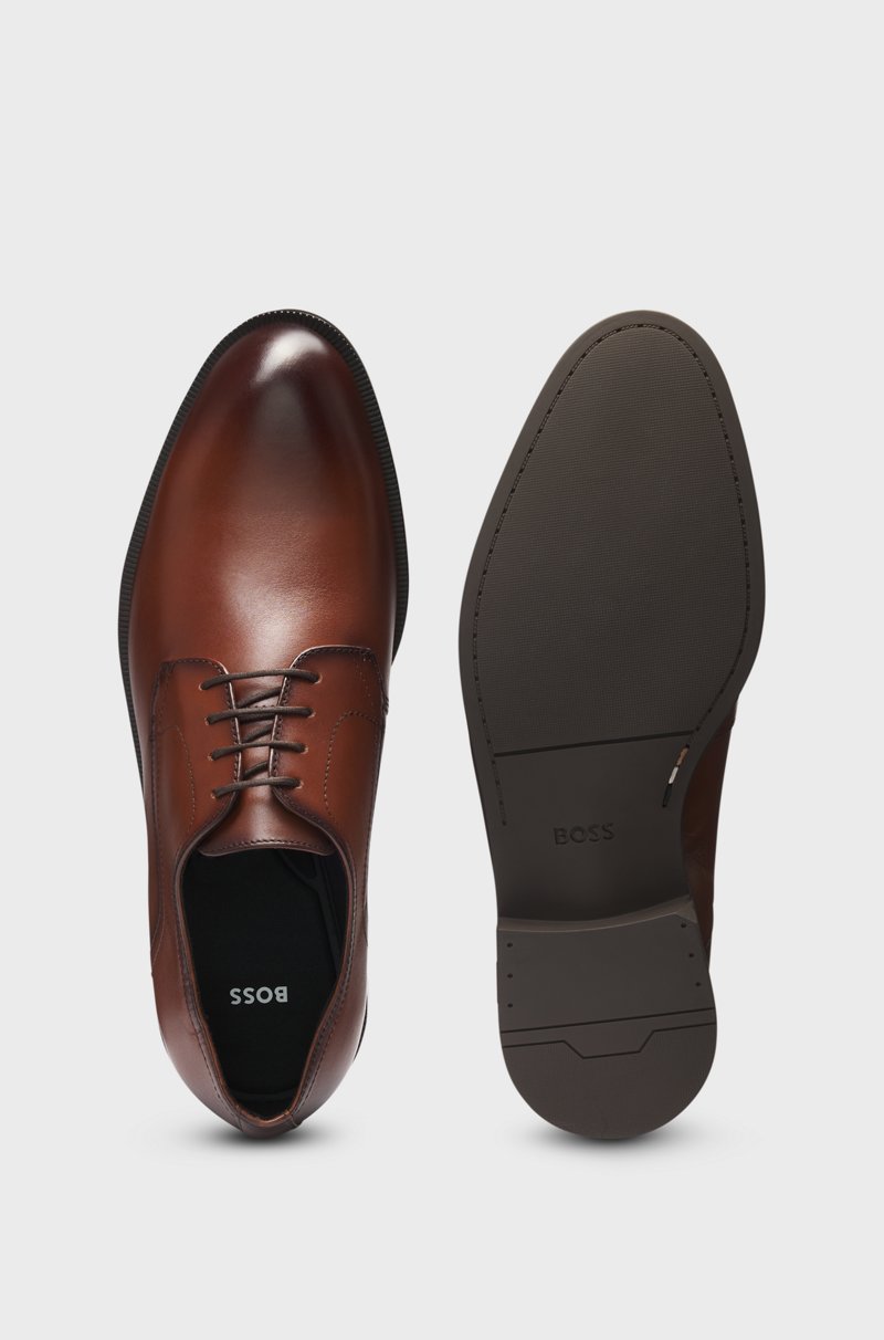 Hugo Boss Zapatos Derby de piel con costuras dobles Mejor oferta