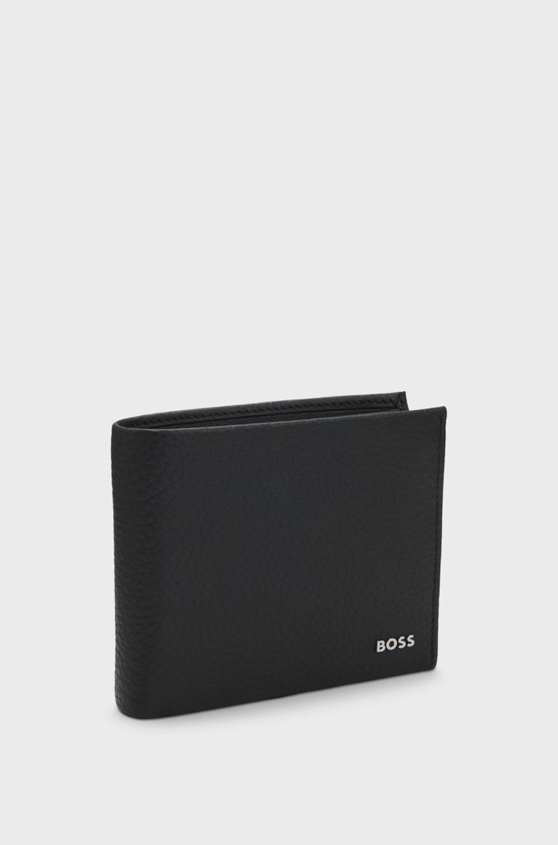 Hugo Boss Cartera de dos pliegues en piel granulada con letras de logo Libre de impuestos