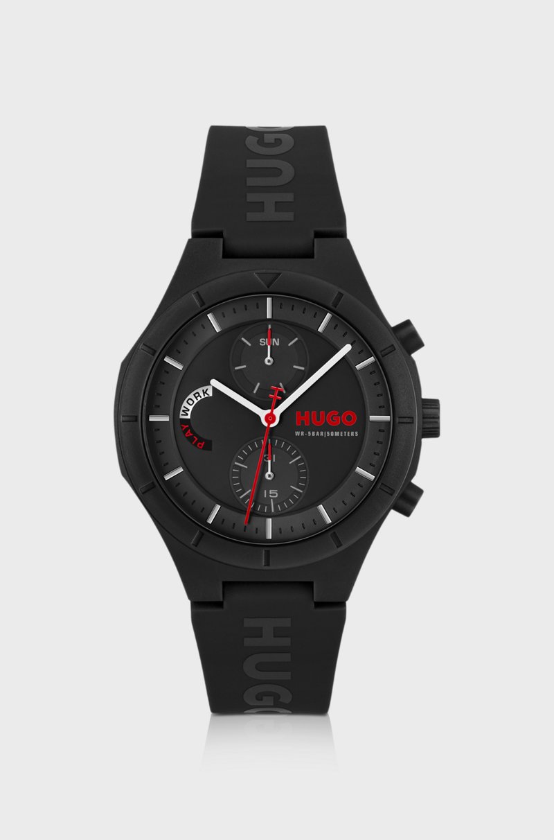 Hugo Boss Reloj negro con correa de silicona con logo Descuentos del mes
