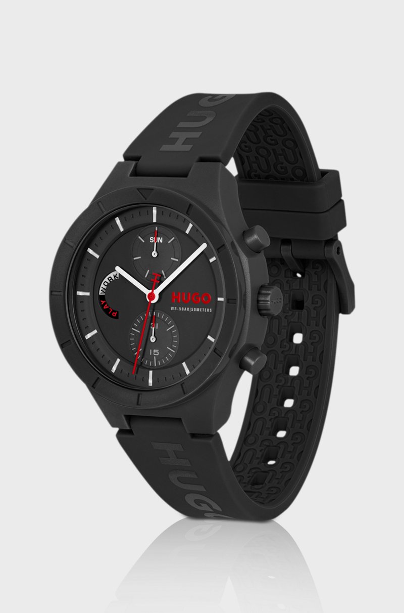 Hugo Boss Reloj negro con correa de silicona con logo Descuentos del mes