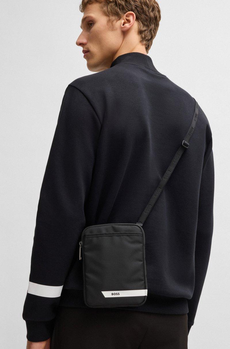 Hugo Boss Bolsito para colgar al cuello de tejido estampado con raya y logo Ofertas de temporada