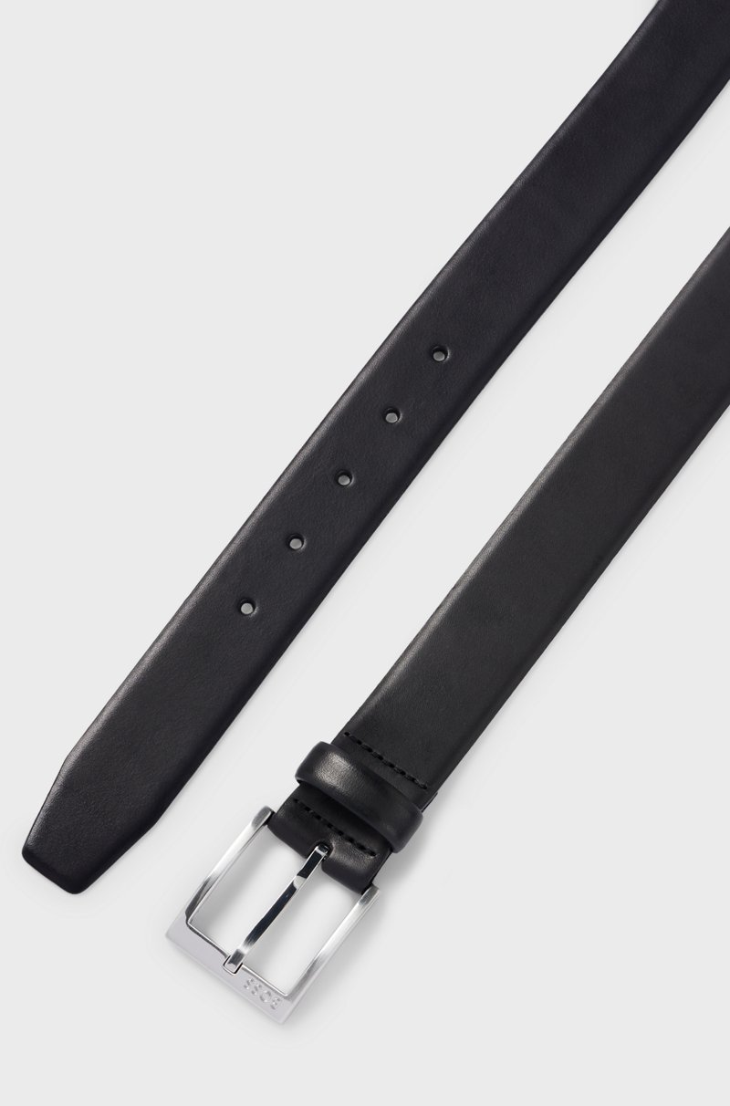 Hugo Boss Cinturón de piel italiana con hebilla plateada Grandes ahorros
