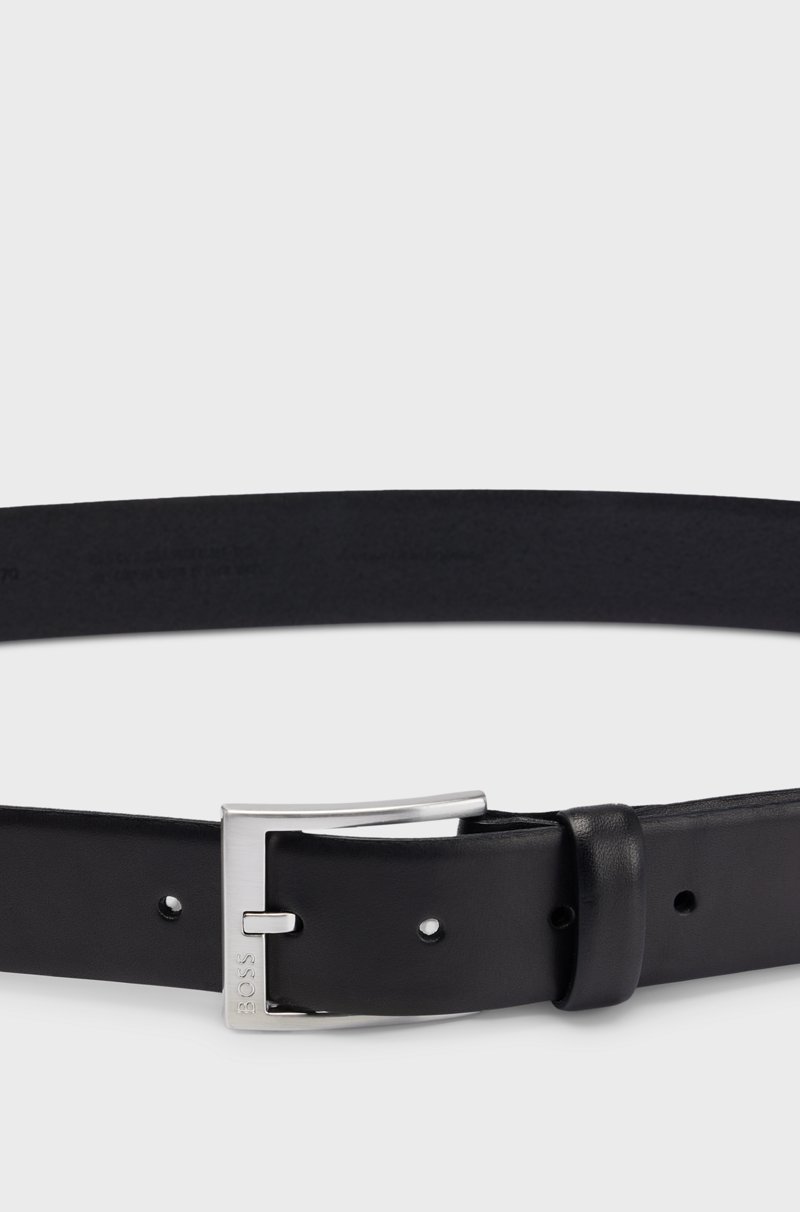 Hugo Boss Cinturón de piel italiana con hebilla plateada Grandes ahorros