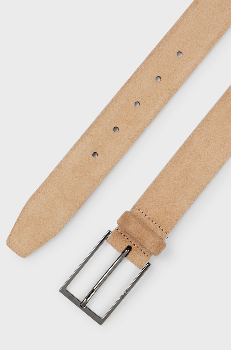 Hugo Boss Cinturón de ante con hebilla de metal pesado y logo En oferta