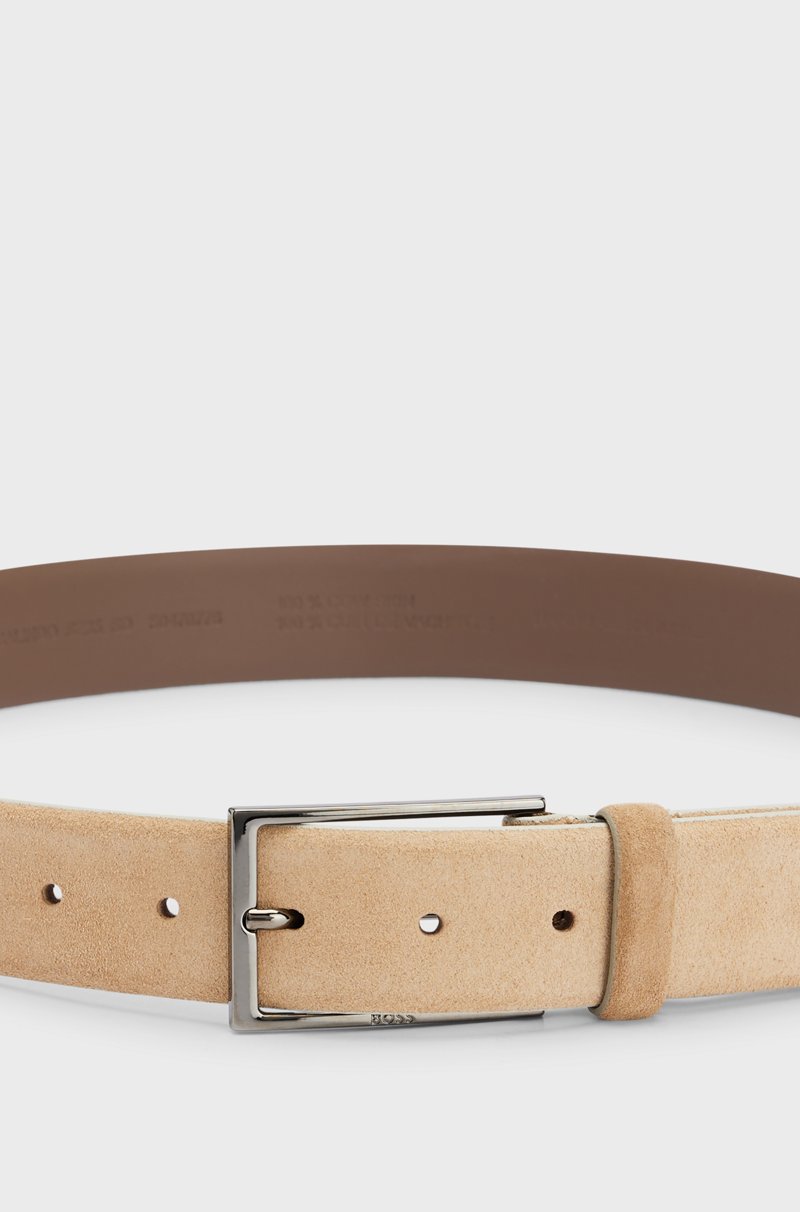 Hugo Boss Cinturón de ante con hebilla de metal pesado y logo En oferta