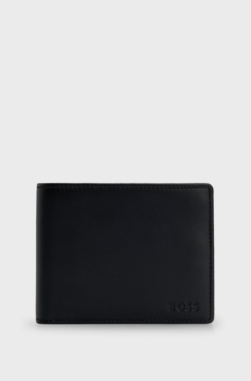 Hugo Boss Cartera plegable de piel con logo grabado y bolsillo monedero Gran oferta