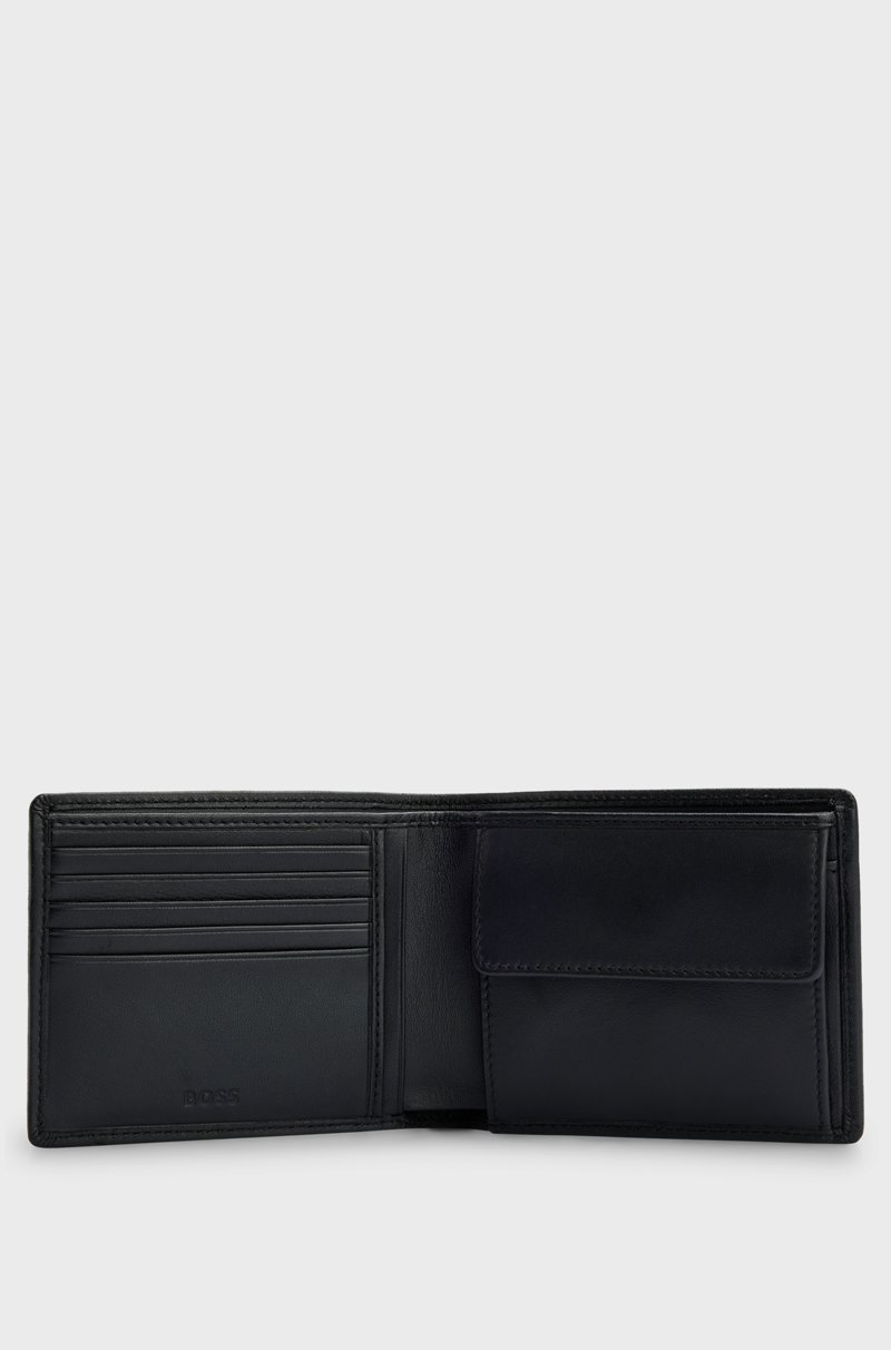 Hugo Boss Cartera plegable de piel con logo grabado y bolsillo monedero Gran oferta