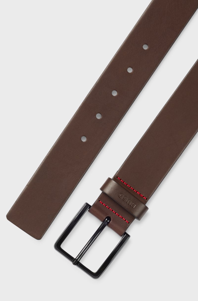 Hugo Boss Cinturón de piel italiana con logo estampado en la trabilla Rebajas de fábrica