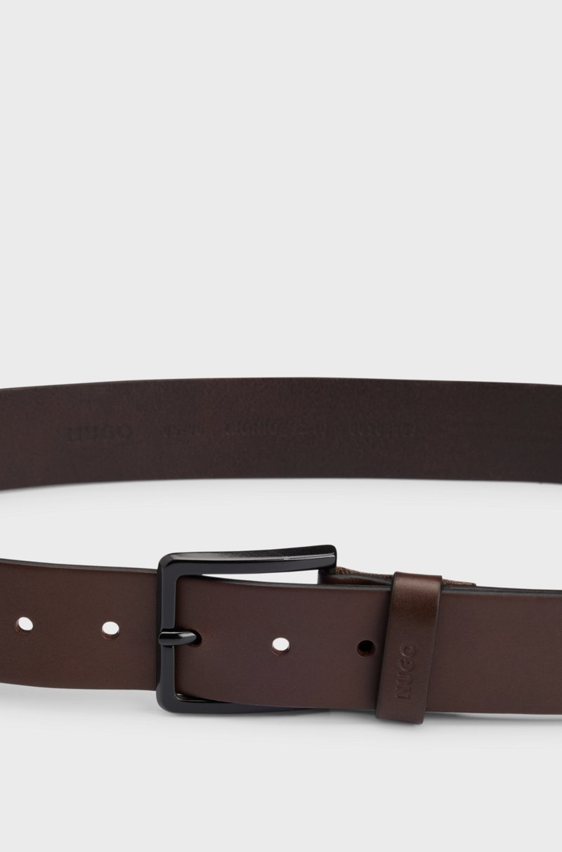Hugo Boss Cinturón de piel italiana con logo estampado en la trabilla Rebajas de fábrica