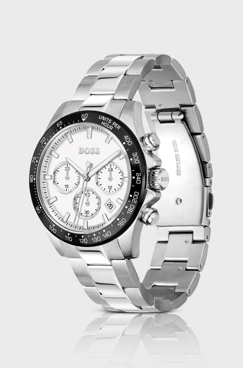 Hugo Boss Cronógrafo con esfera blanca y pulsera de eslabones Descuento