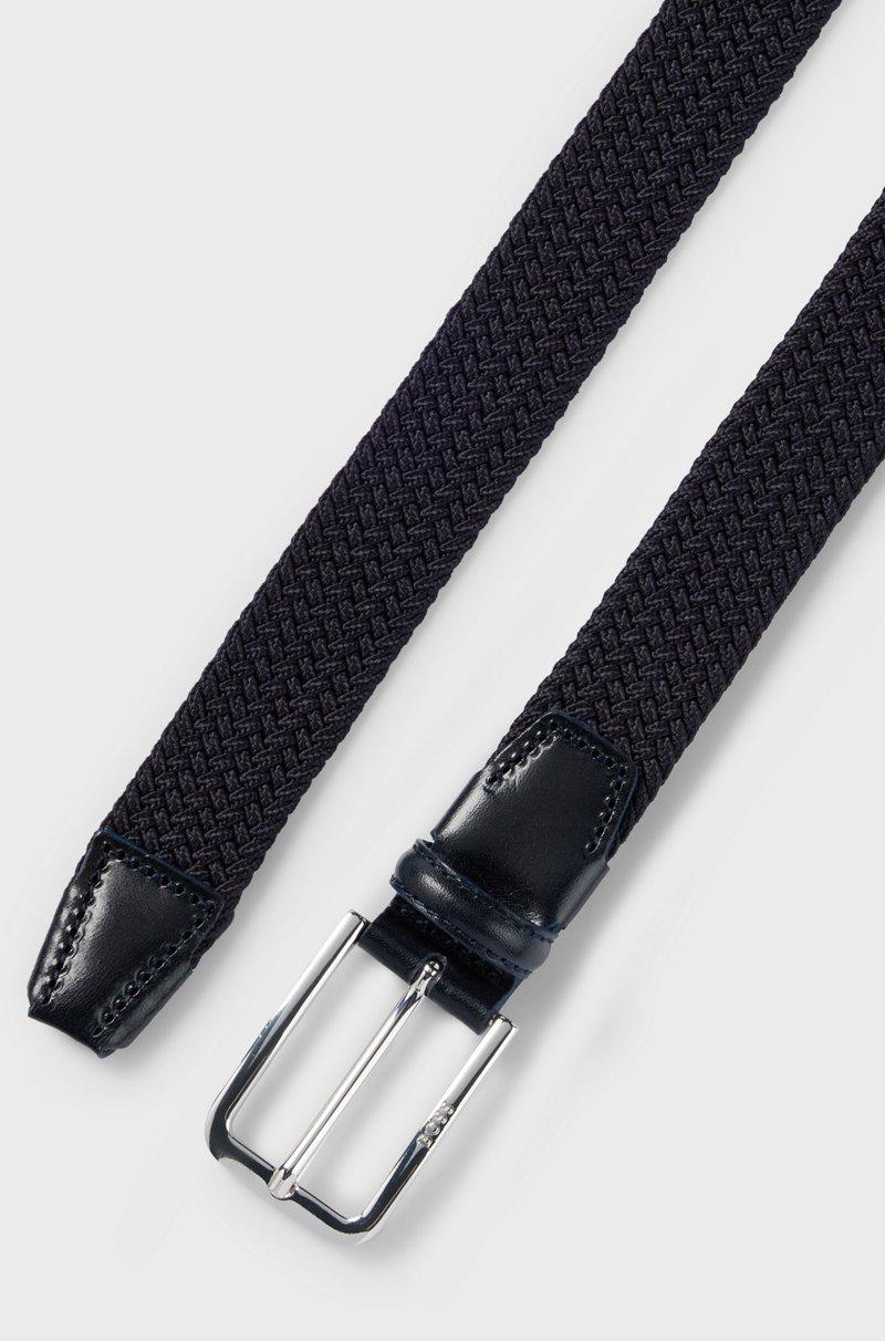 Hugo Boss Cinturón tejido con detalles en piel Tienda
