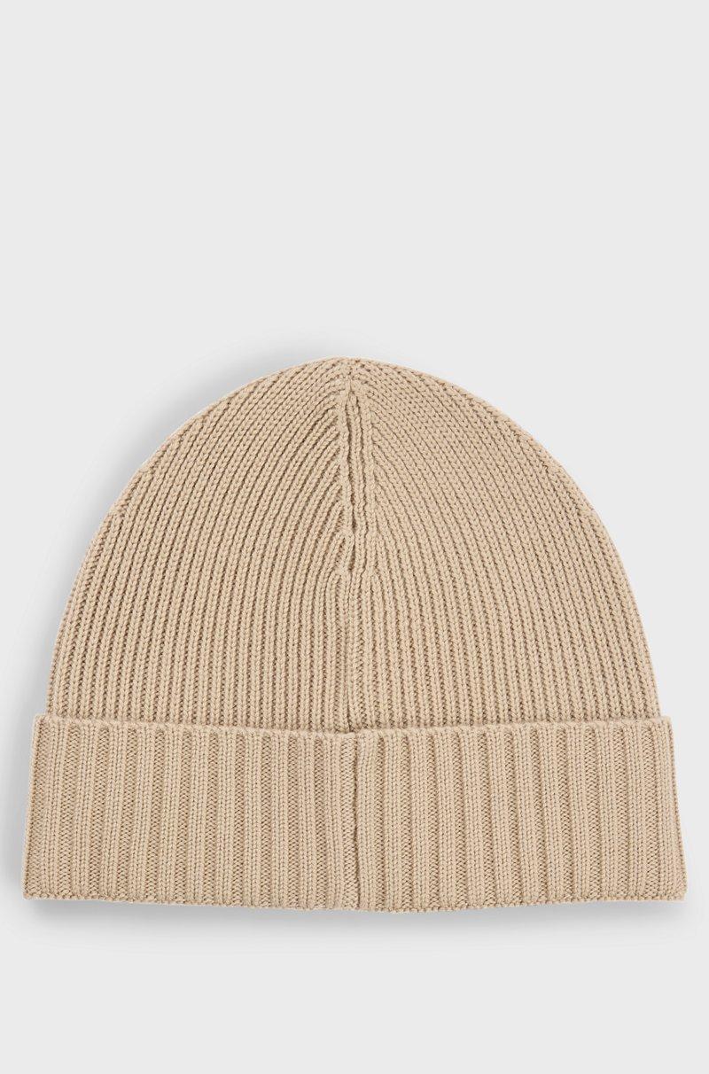 Hugo Boss Gorro de punto de canalé en lana merina Mejor oferta