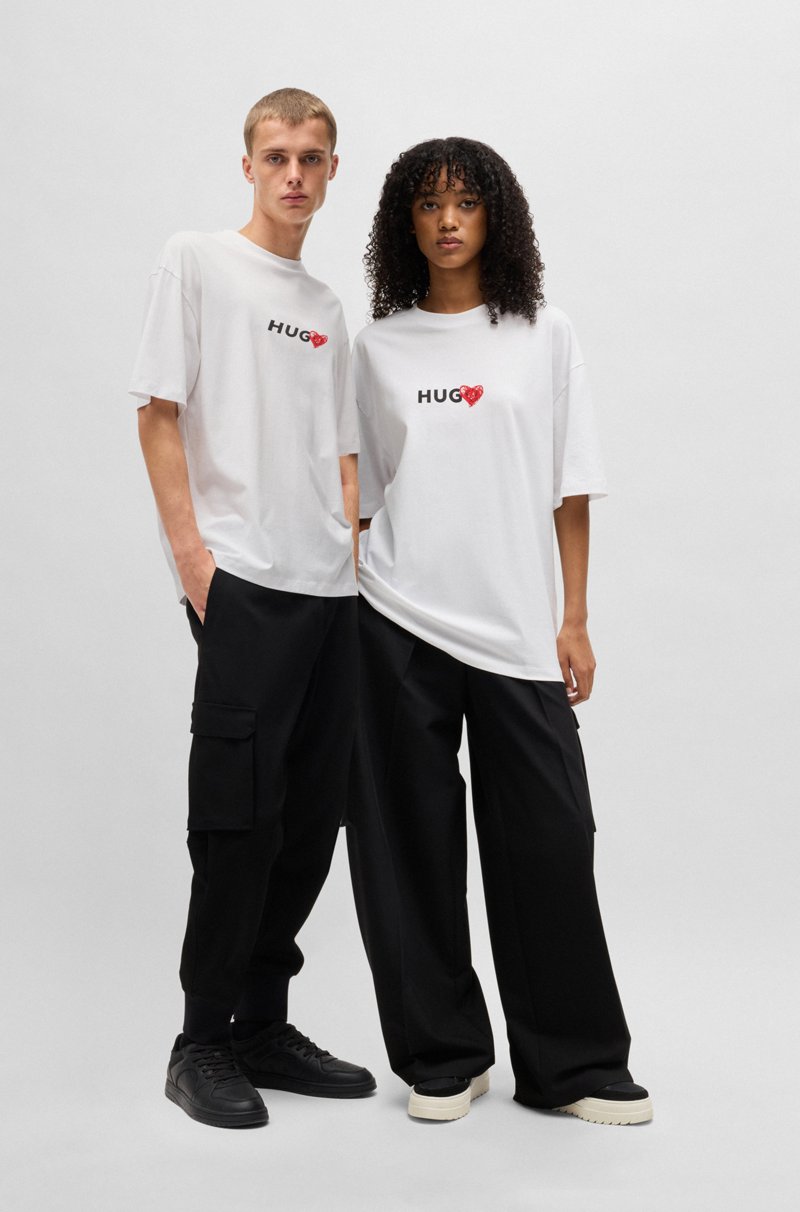 Hugo Boss Camiseta de punto de algodón con ilustración de corazón ÚLTIMAS EDICIONES