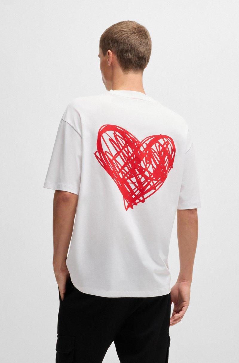Hugo Boss Camiseta de punto de algodón con ilustración de corazón ÚLTIMAS EDICIONES