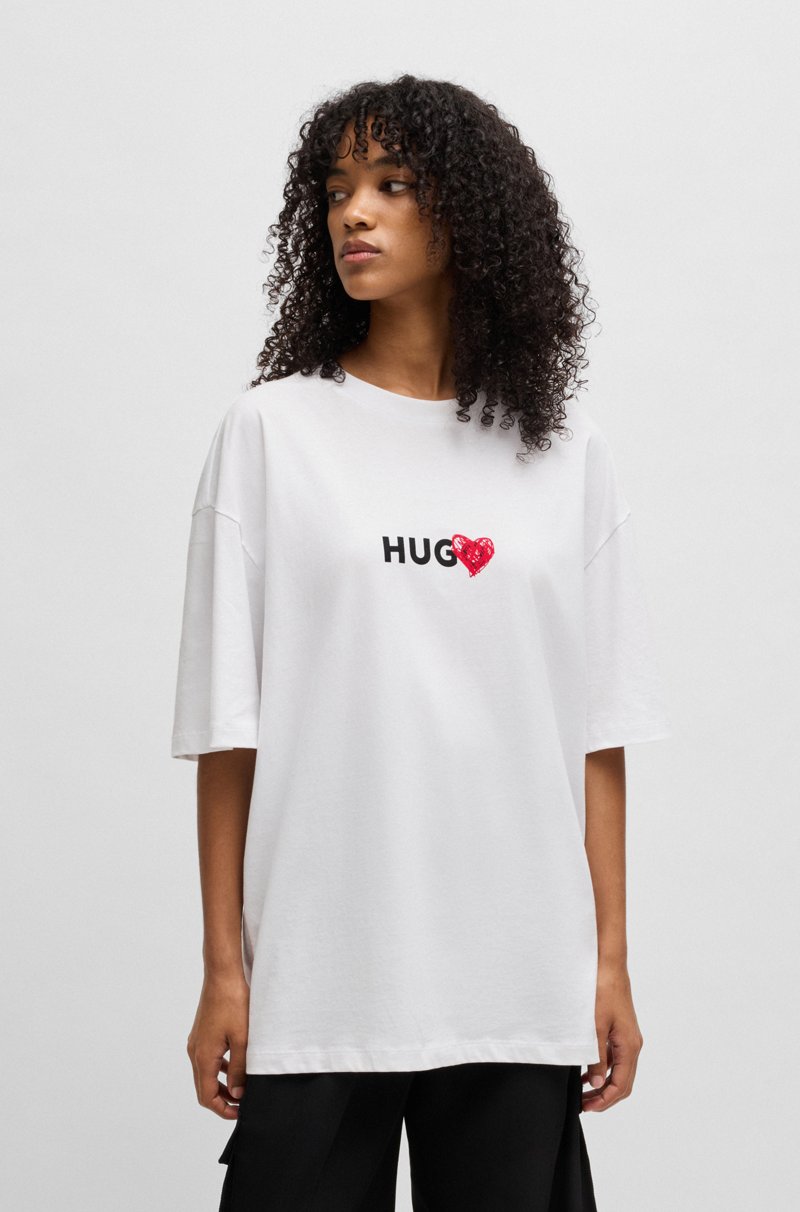 Hugo Boss Camiseta de punto de algodón con ilustración de corazón ÚLTIMAS EDICIONES