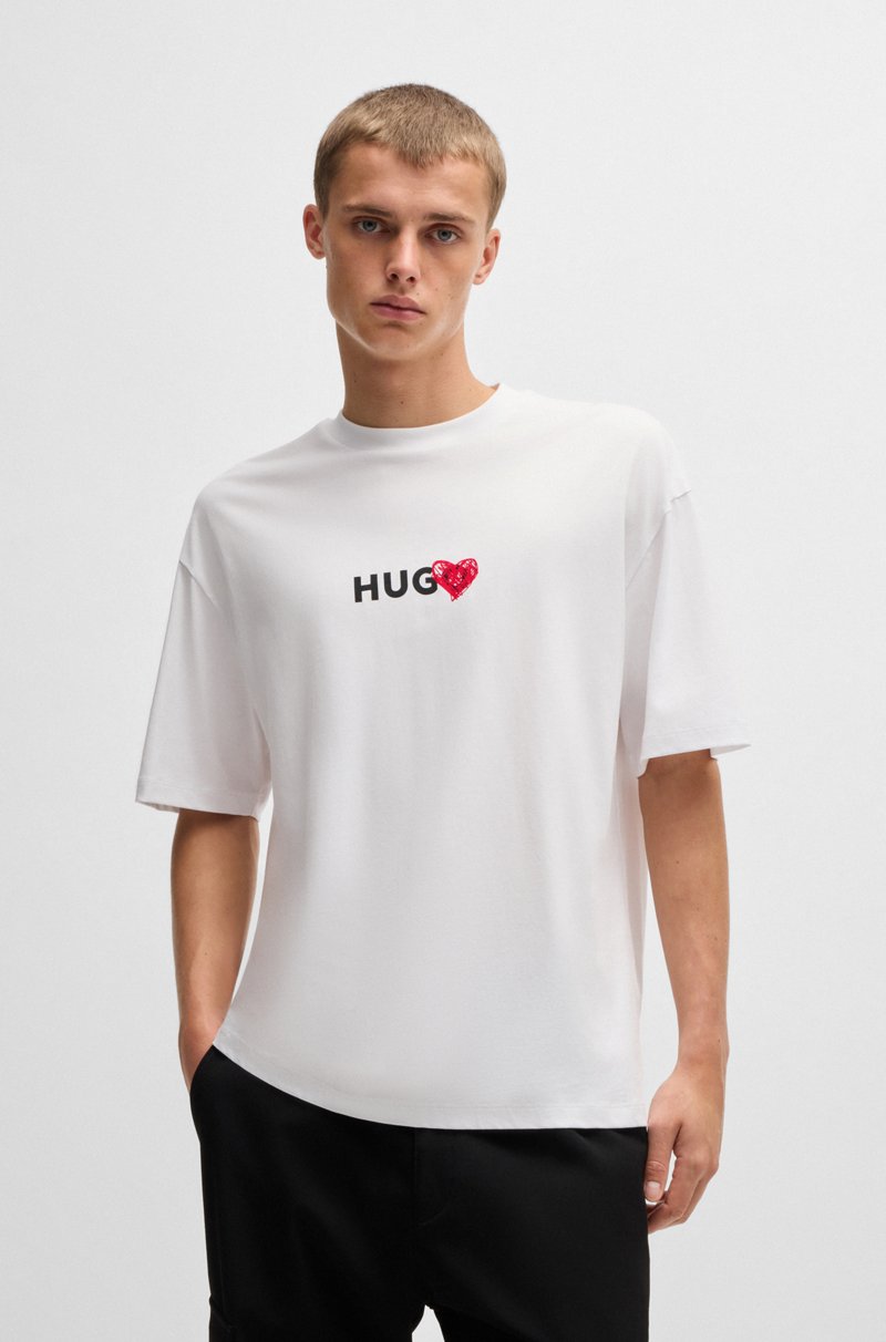 Hugo Boss Camiseta de punto de algodón con ilustración de corazón ÚLTIMAS EDICIONES