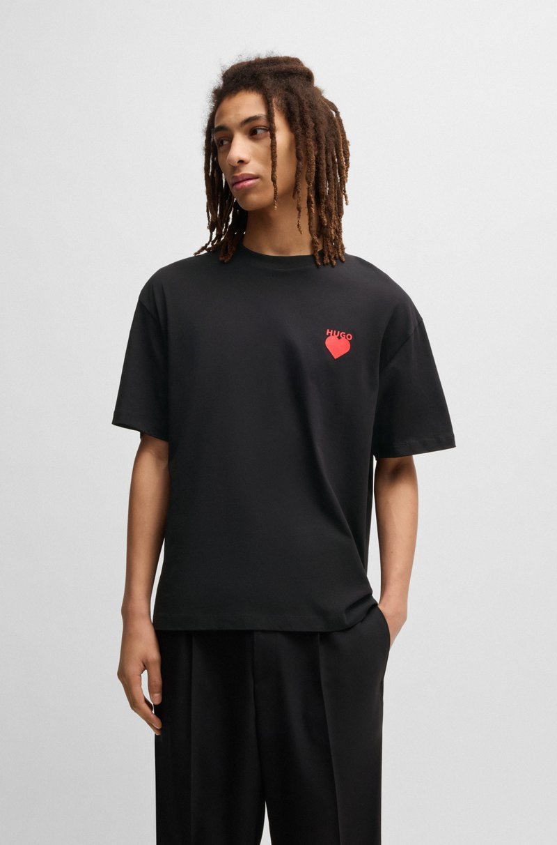 Hugo Boss Camiseta de punto de algodón con ilustración de corazón Precio de fábrica