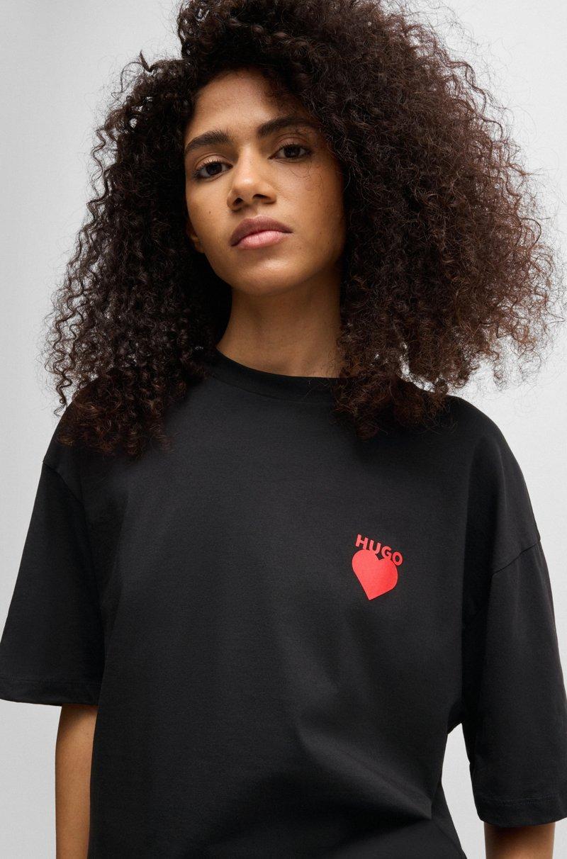 Hugo Boss Camiseta de punto de algodón con ilustración de corazón Precio de fábrica