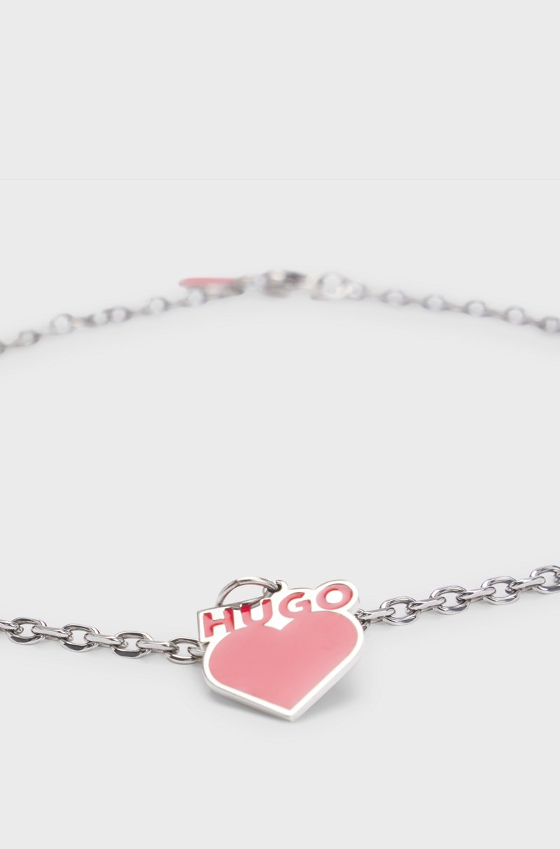 Hugo Boss Collar de cadena con colgante con forma de corazón y logo Oferta especial de fábrica