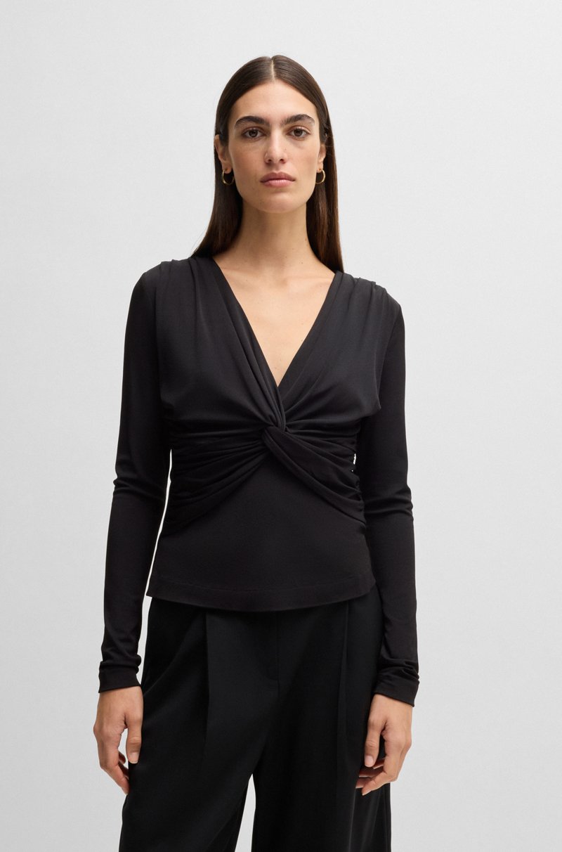 Hugo Boss Top de punto elástico con nudo en la parte delantera
