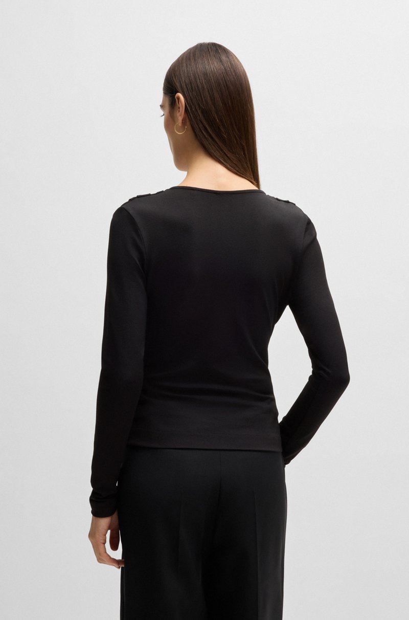 Hugo Boss Top de punto elástico con nudo en la parte delantera En oferta
