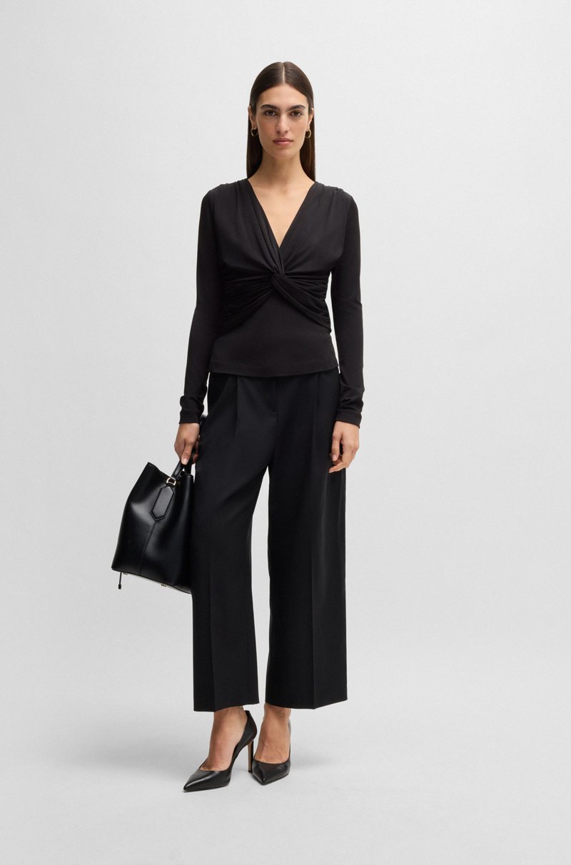 Hugo Boss Top de punto elástico con nudo en la parte delantera En oferta