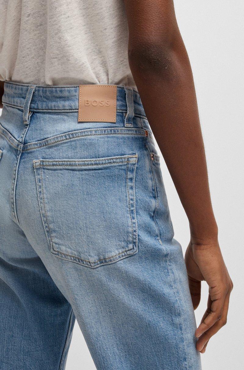 Hugo Boss Vaqueros tobilleros de denim elástico azul con pernera acampanada Descuentos del mes