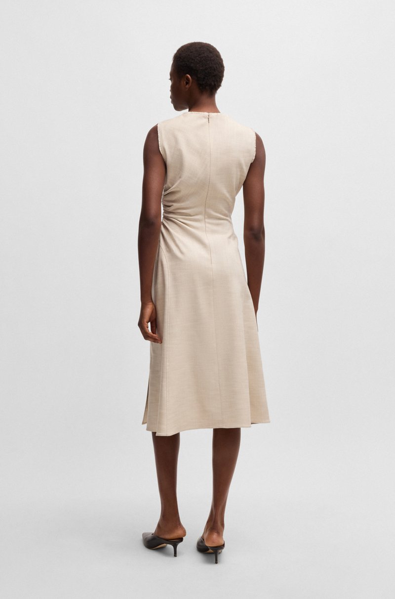 Hugo Boss Vestido jaspeado con detalles deshilachados y fruncidos Oferta exclusiva