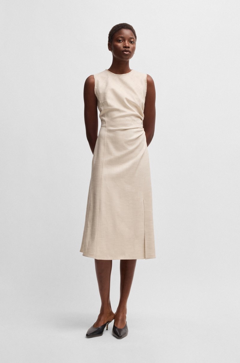 Hugo Boss Vestido jaspeado con detalles deshilachados y fruncidos Oferta exclusiva