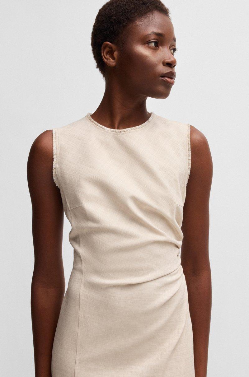 Hugo Boss Vestido jaspeado con detalles deshilachados y fruncidos Oferta exclusiva